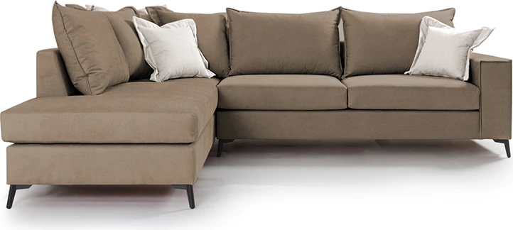 Kënd divani Boston këndi djathtë, pëlhurë moka-krem, 290x235x95cm