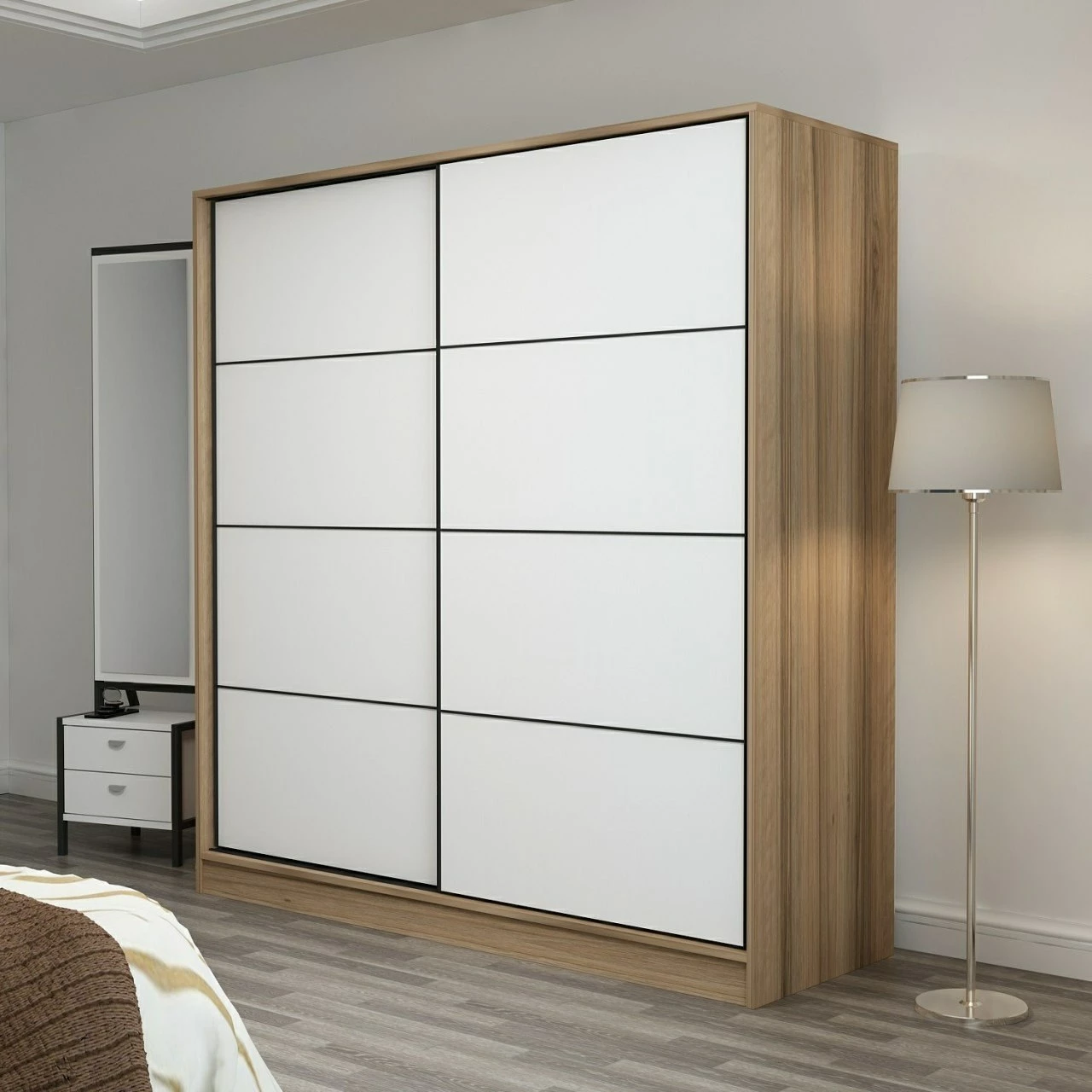 Dollap Skye Decor, i bardhë-dore, 180x210x52cm