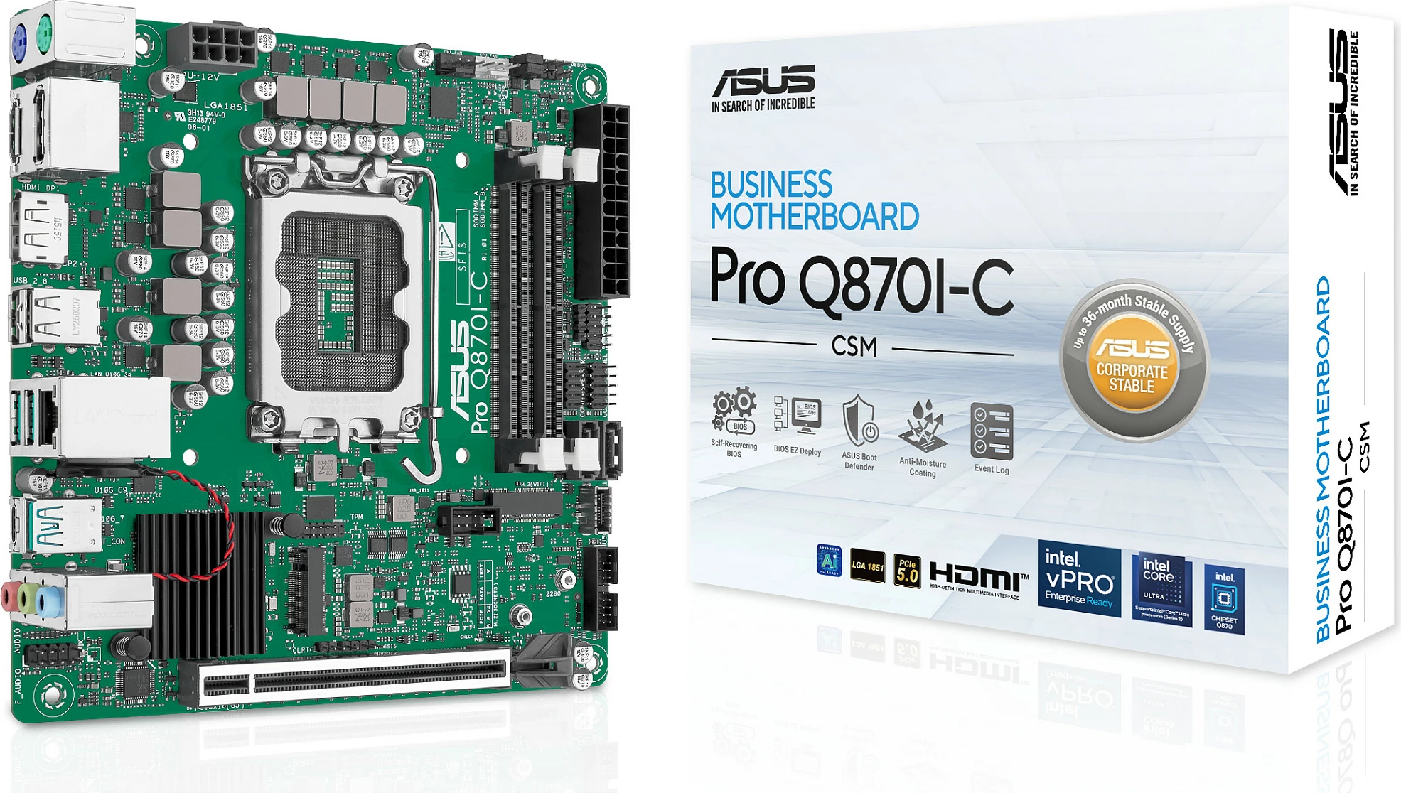 Pllakë amë ASUS PRO Q870I-C-CSM, LGA1851, mini-ITX, DDR5 SO-DIMM, 128GB