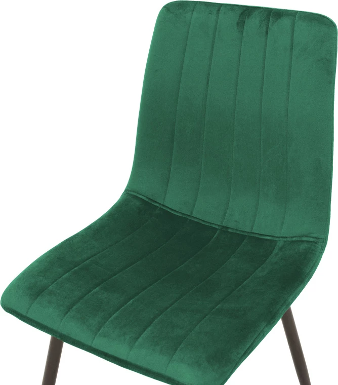 Karrige Noor kadife e gjelbër, këmbë metalike të zeza, set prej 4 copash, 44x53x86cm