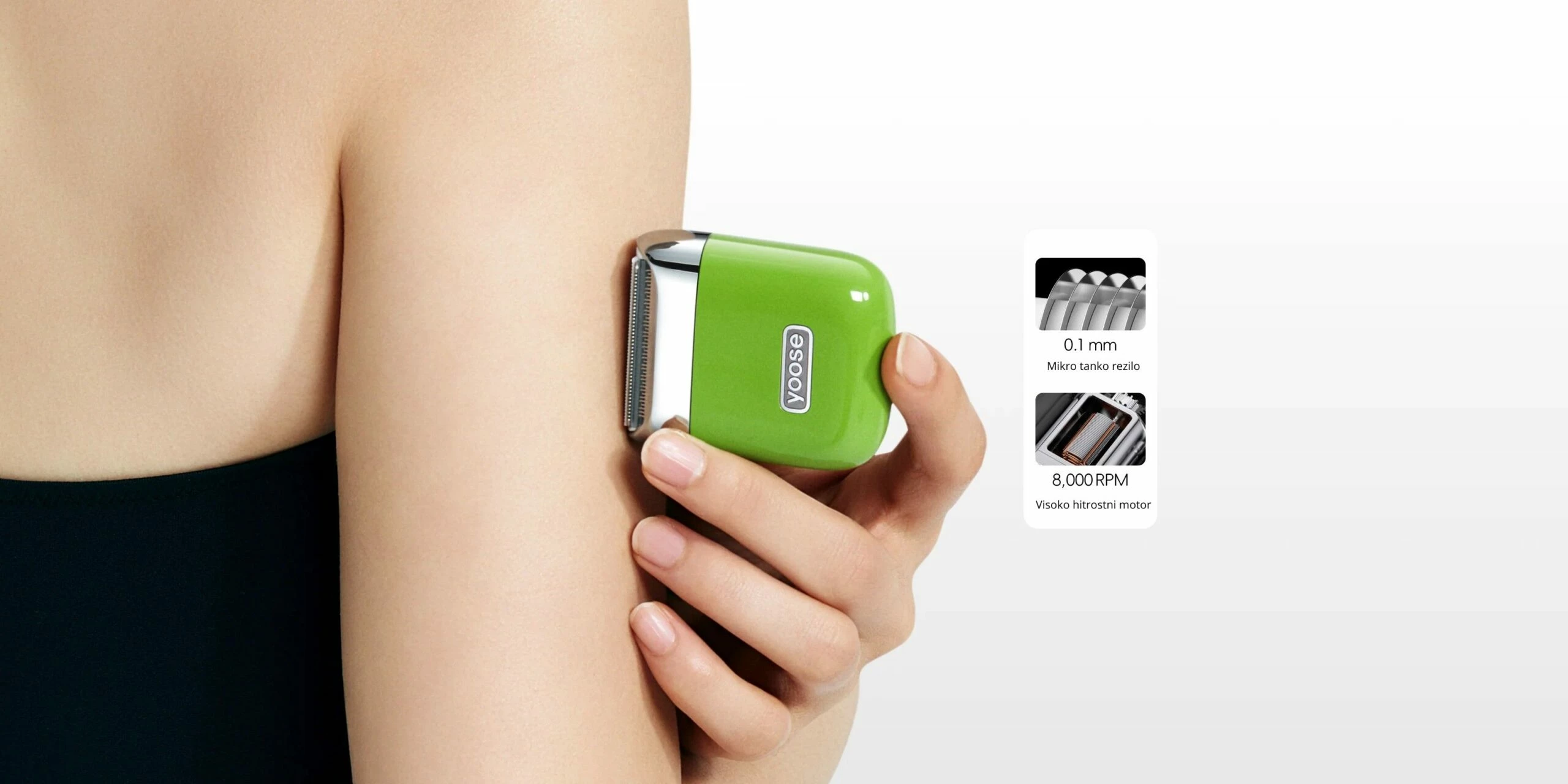 Makinë rroje për femra Yoose NANO, IPX7, USB-C, e bardhë, set me kasë + kabllo + 3 mm