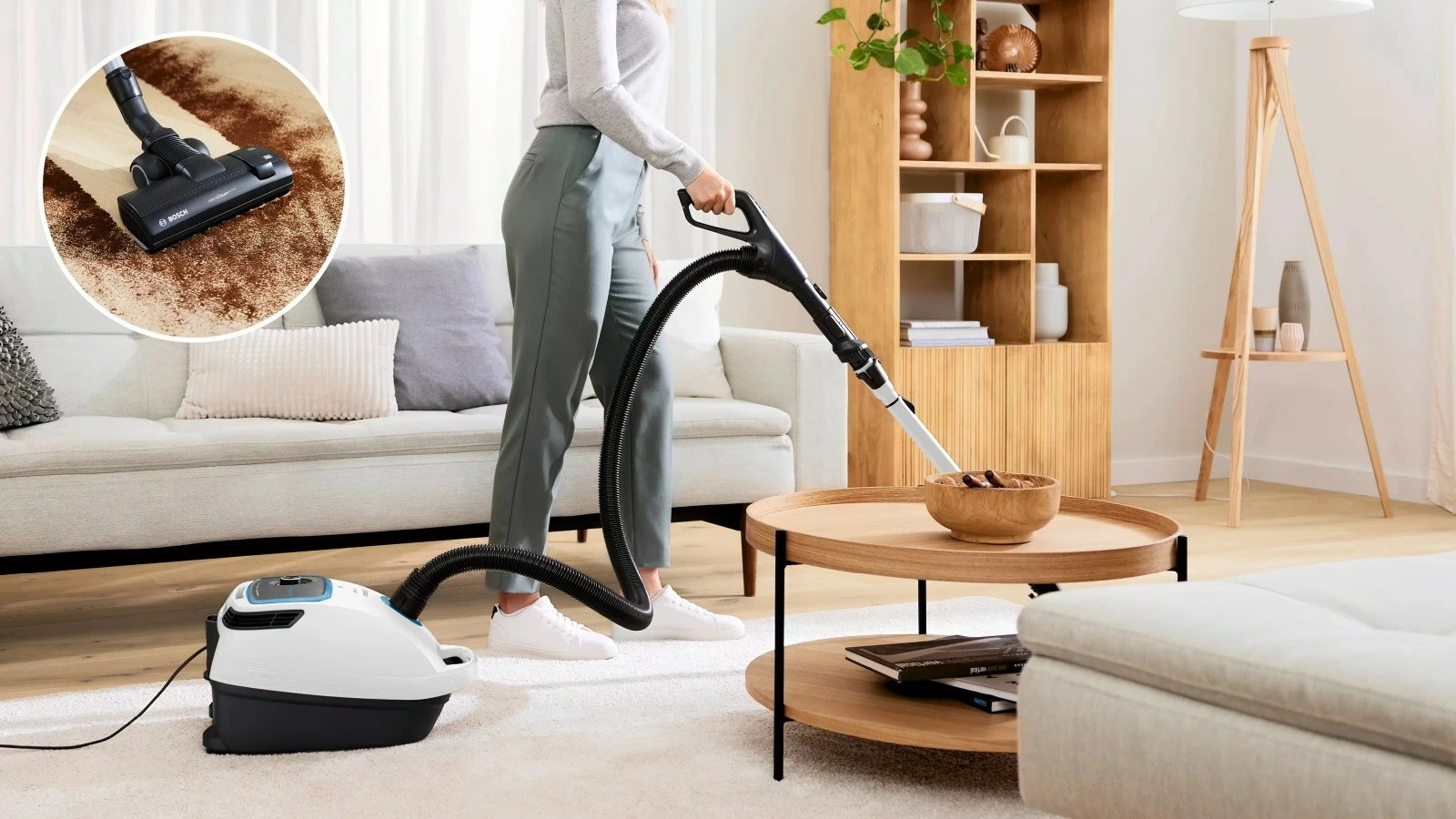 Fshesë me qese, Bosch, BGB6SIL1, ProSilence 66 dB, filtër HEPA, rreze 12 m, e bardhë