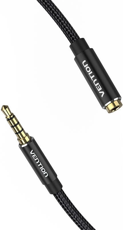 Kabllo audio Vention BHCBF, 1m, 3.5mm mashkull në 3.5mm femër, e zezë