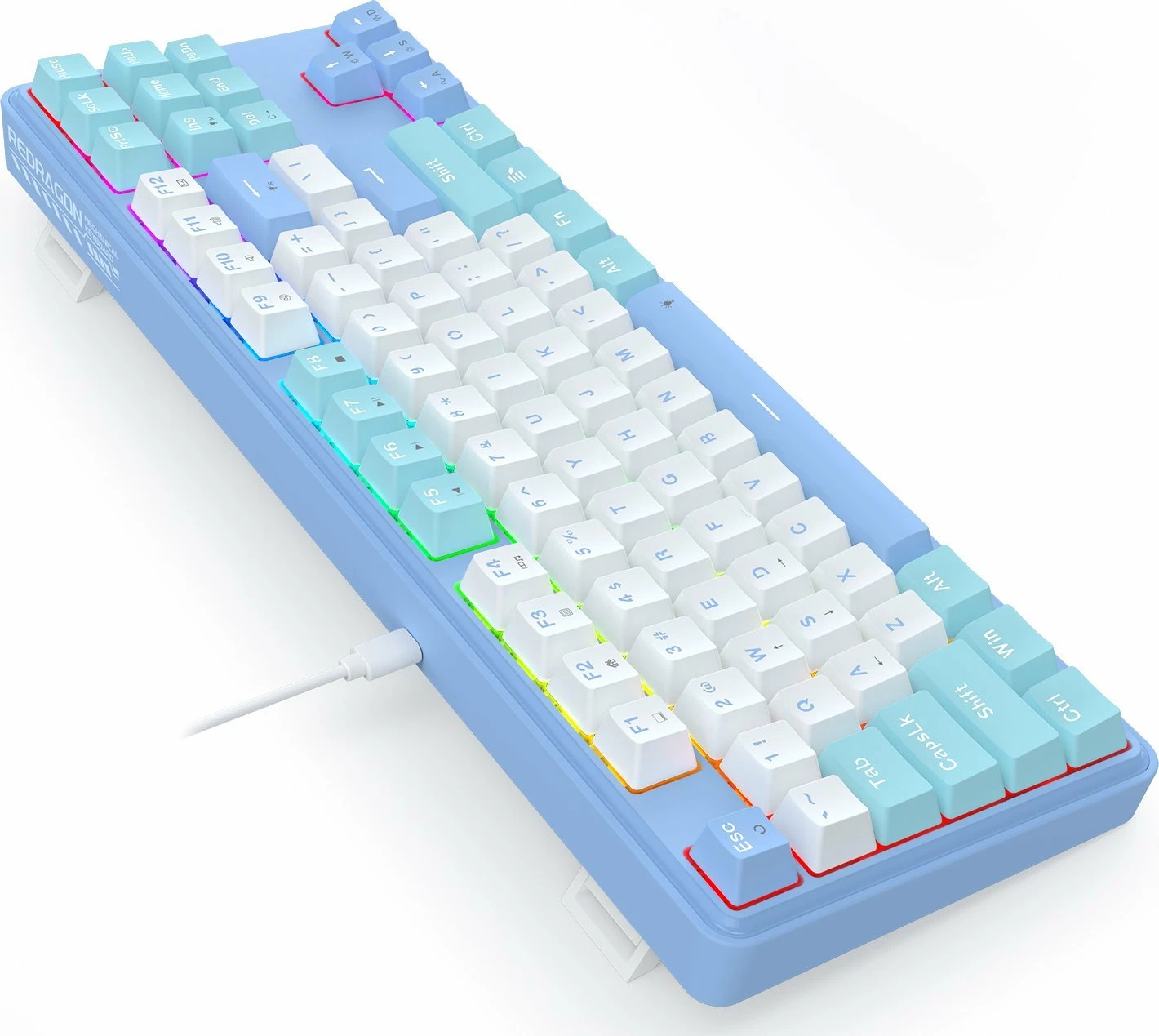 Tastierë gaming mekanike Redragon K707 StarBlade (K707WBB-RGB) TKL 80% US, hot-swap, RGB, USB, blu/bardhë