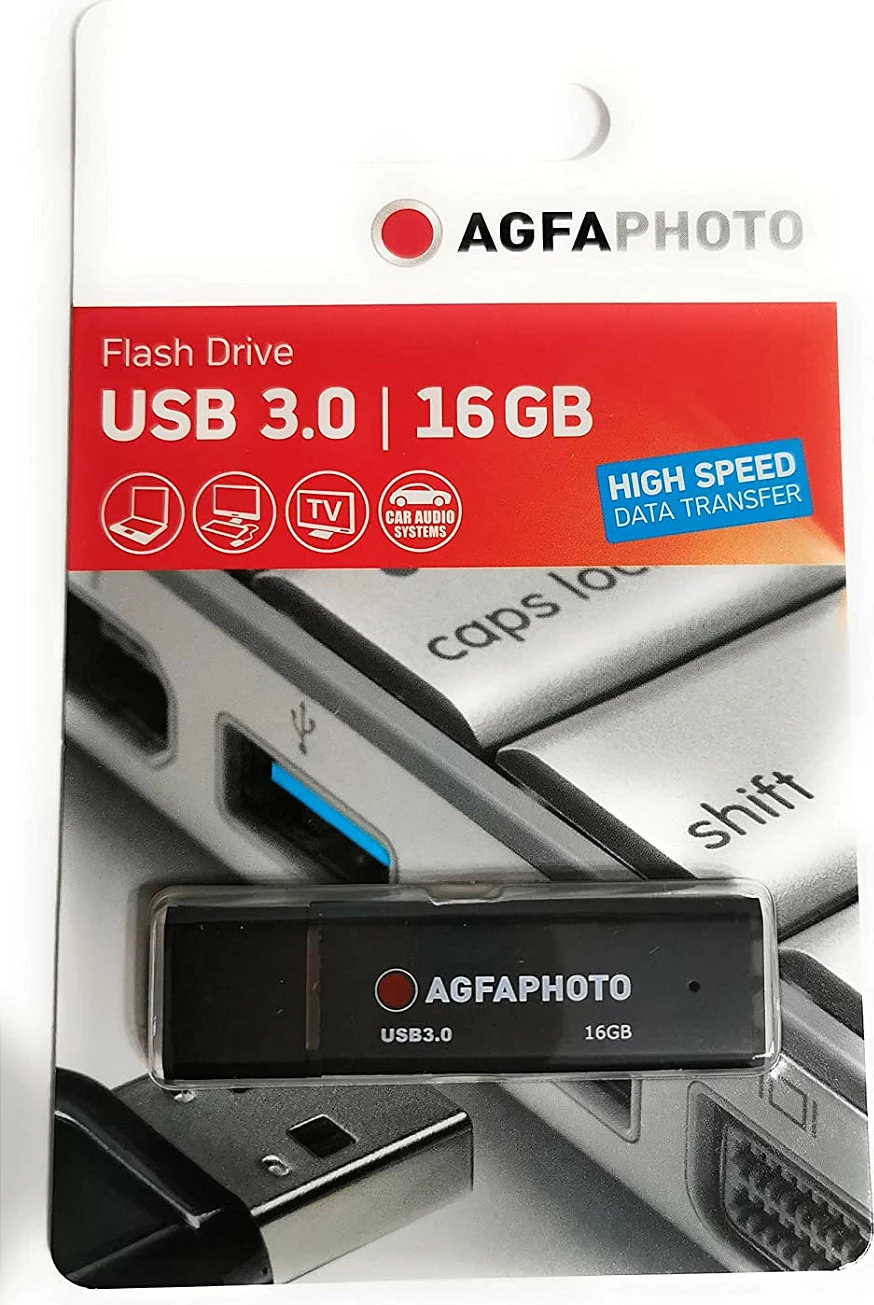 USB stick AgfaPhoto 16GB, USB 3.0, Type-A, me kapak, e zezë