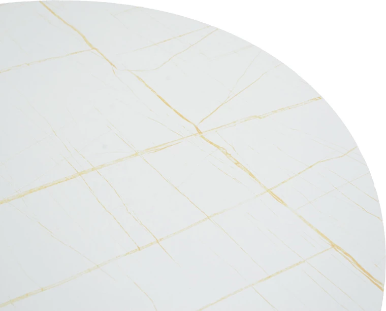 Tavolinë Xuson, sipërfaqe mermeri të bardhë, këmbë metalike të zeza, D120x75cm