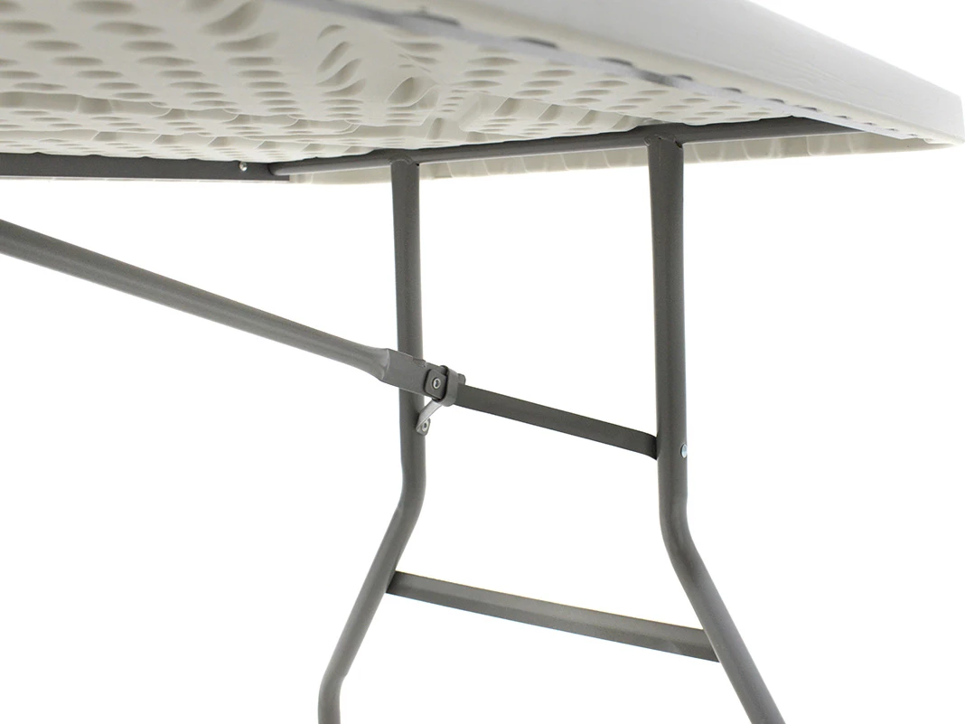 Tavolinë palosëse komerciale për kamping, ngjyrë granit e bardhë, Aprilia, 183x76x74cm