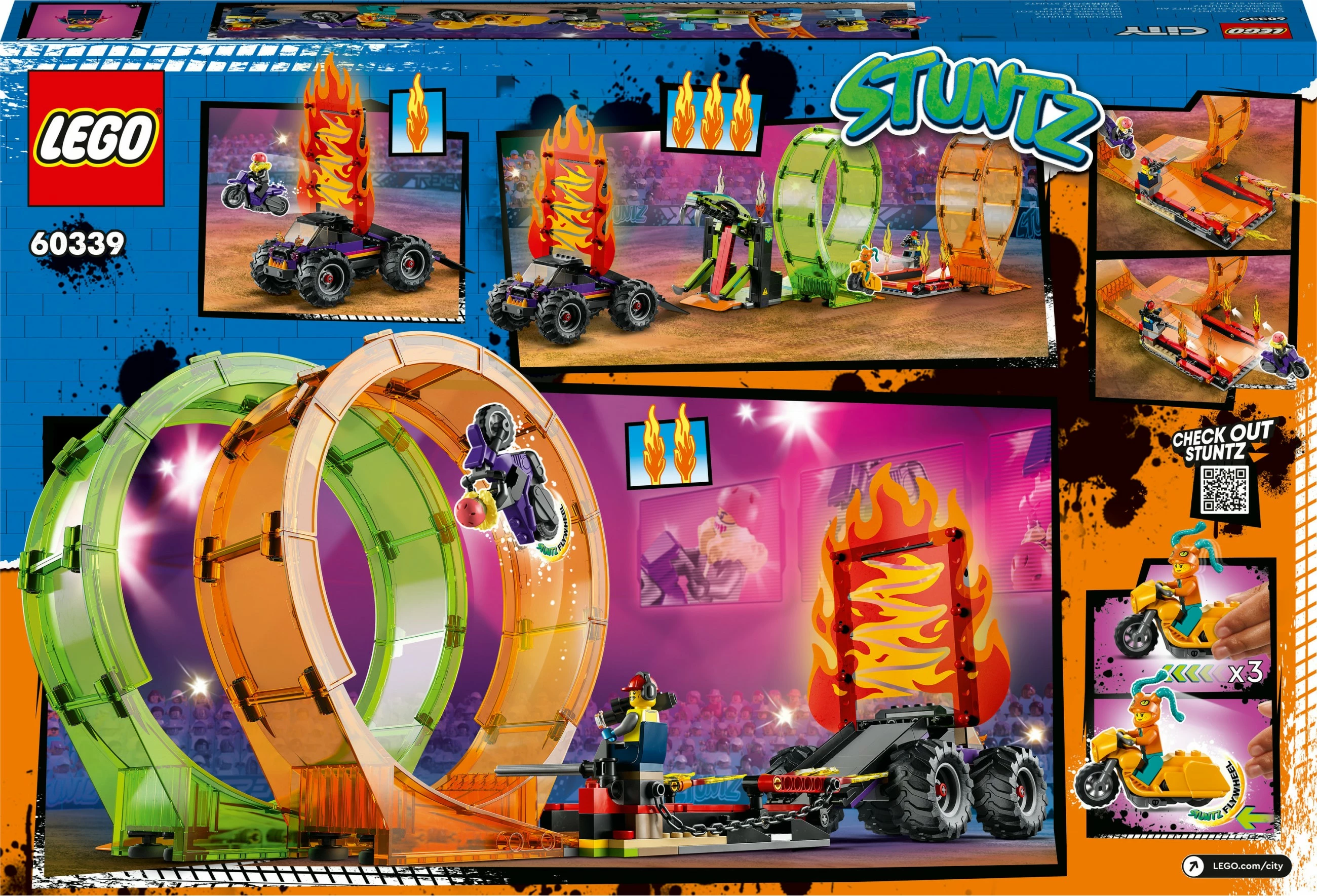 Set ndërtimi LEGO City Double Loop Stunt Arena, 598 pjesë, plastikë, shumëngjyrësh