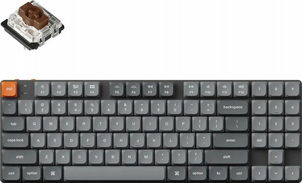Tastierë mekanike Keychron K13 Max K13M-H3, QMK/VIA, hot-swap, low profile Gateron Brown, RGB, 80% TKL US, USB/Bluetooth/2.4GHz, gri