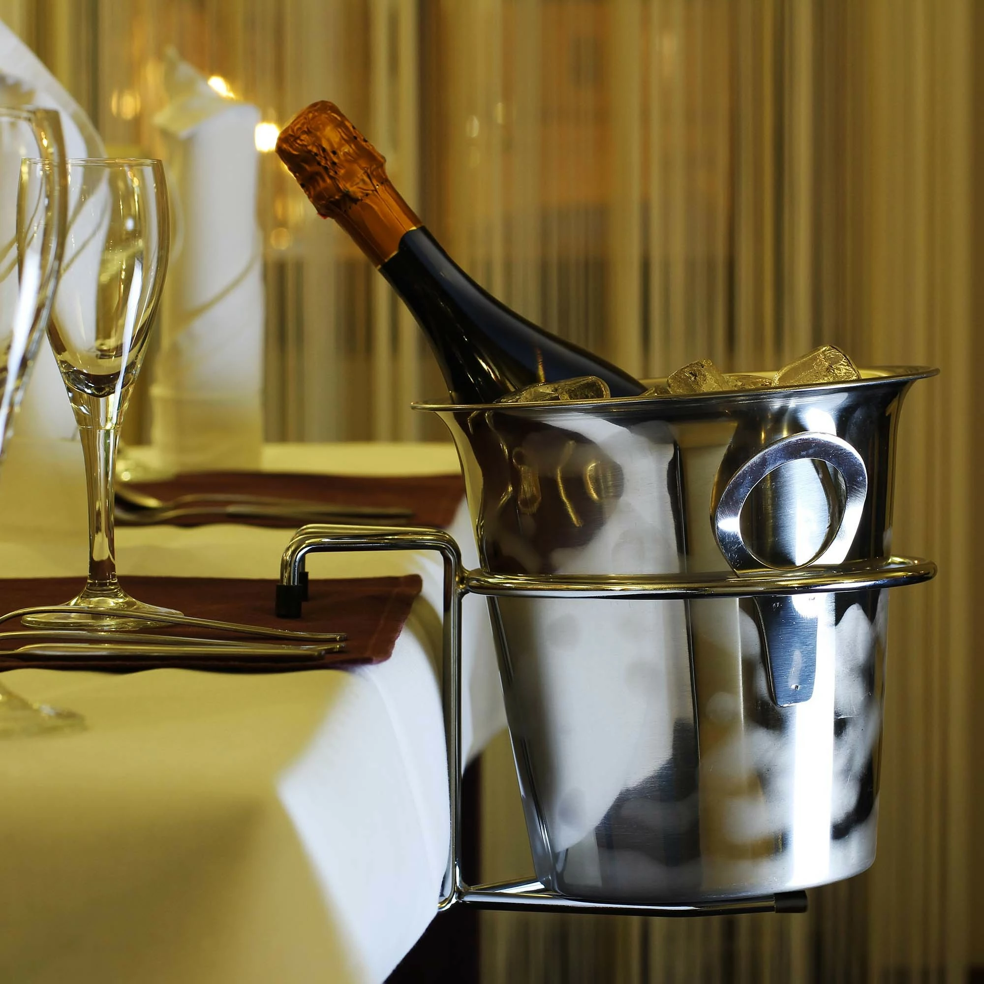 Kovë shampanjeje, Bar Up, 3.5L, inox, ø210 x H210 mm, me doreza, argjendtë