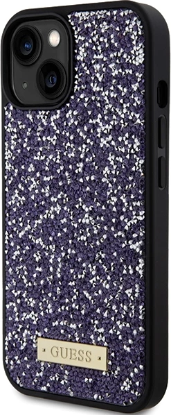Mbështjellës Guess Rhinestone Metal Logo për iPhone 15, Rozë