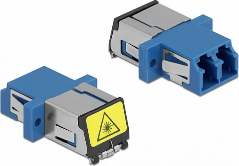 Kapler fibër optike DeLOCK LC Duplex femër-në-femër, single-mode, me mbrojtje laser, blu