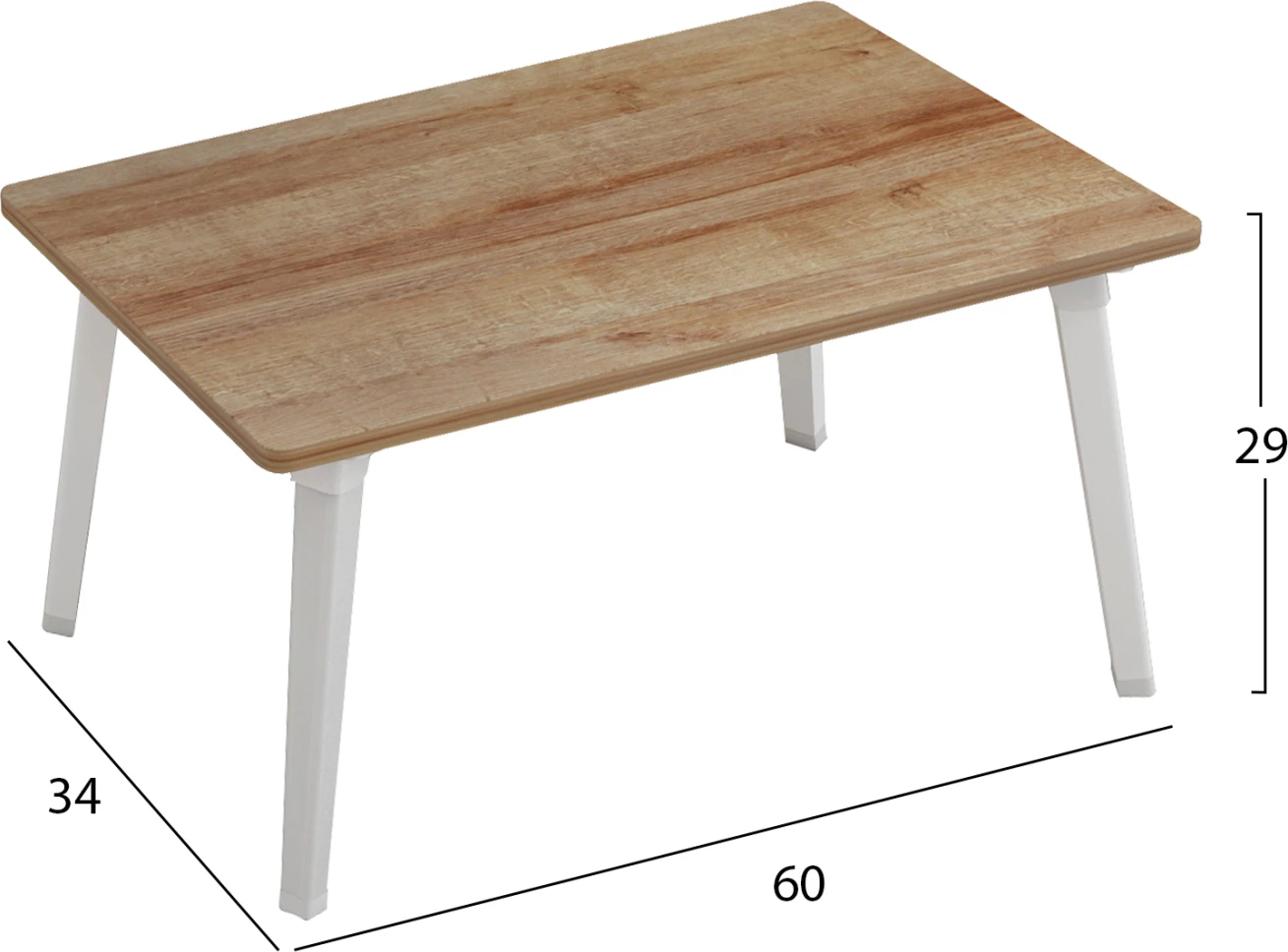 Tavolinë anësore/Tabaka krevati BRITTA FH8965.12 e palosshme, këmbë metali të bardha-melaminë natyrale 60x34x29H cm