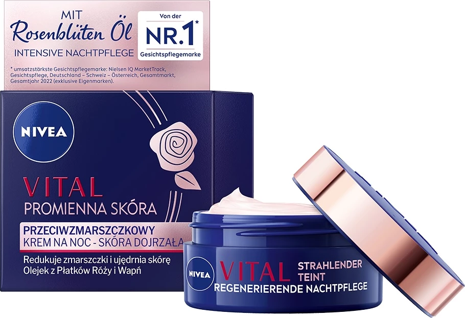 Krem nate anti-rrudhë Nivea Vital Radiant Skin për femra, 50ml