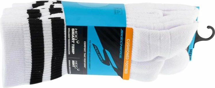 Çorape crew për meshkuj Skechers 3pk S01373HP-WBK, të bardha
