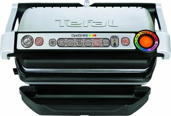 Grill elektrik Tefal OptiGrill GC716D12 2000W, pllaka të heqshme, programe automatike, zi/argjend