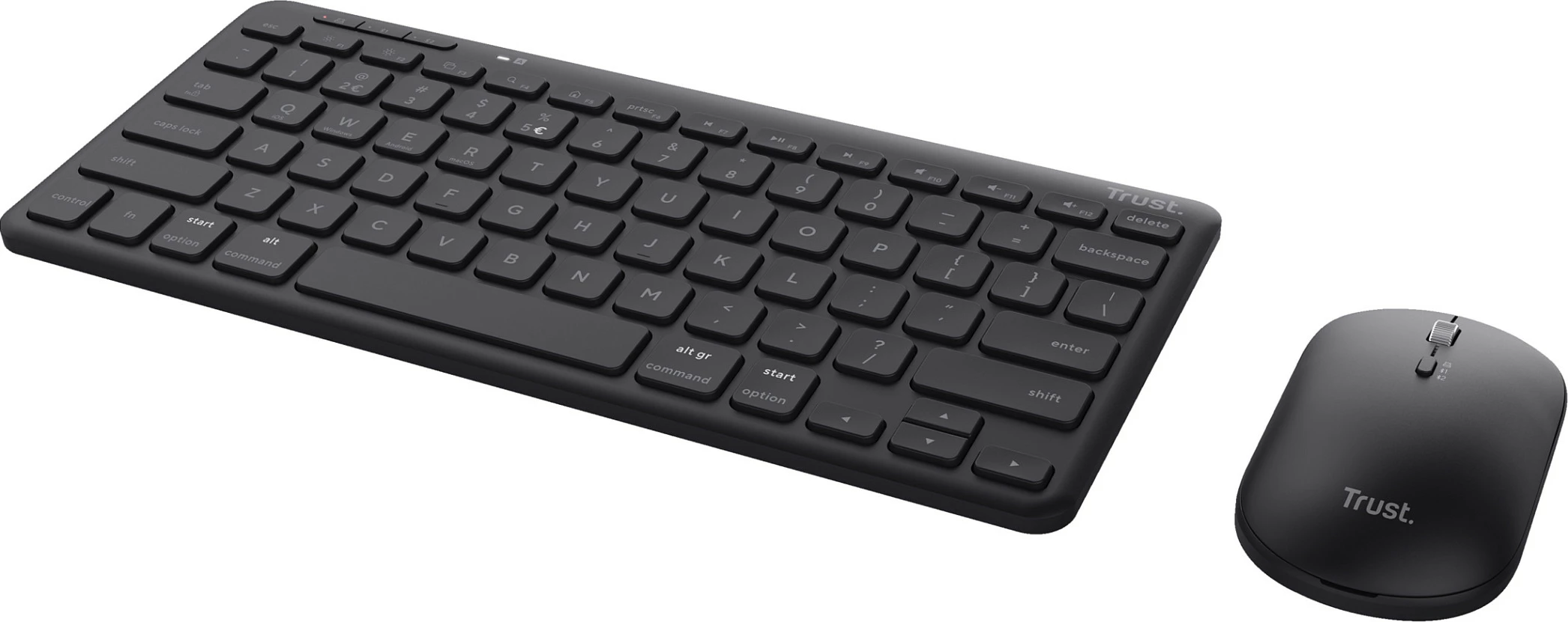 Set tastaturë & maus pa kabllo Trust Lyra, mini, Bluetooth + USB receiver, QWERTZ, i zi