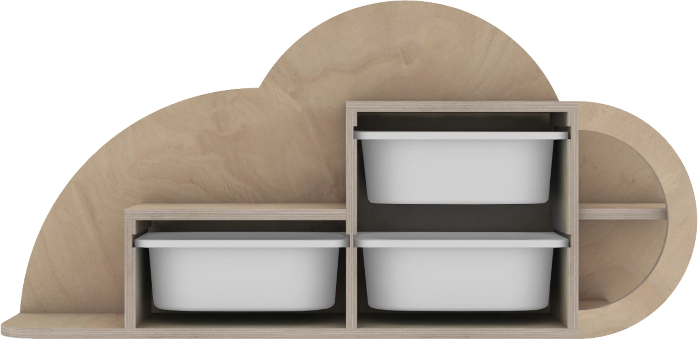 Raft muri COBB FH18227.03 dru thupër ngjyrë natyrale-bardhë e kaltër P.E. sirtarë 98x22,5x48,5H cm