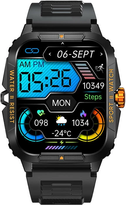 Smartwatch Colmi P76, 1.96", 430 mAh, i zi dhe portokalli