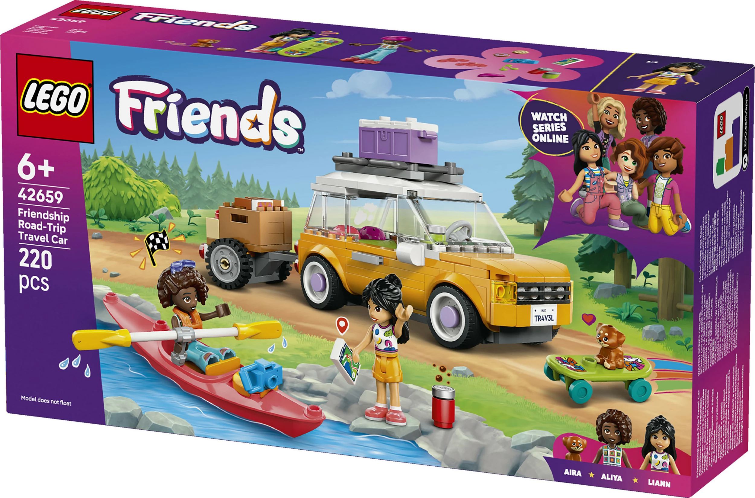 Set ndërtimi LEGO Friends 42659, veturë udhëtimi, 220 copë, e verdhë