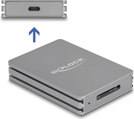 Lexues kartelash DeLOCK USB-C për CFexpress Type A, USB 3.2 Gen 2, 10Gbps, gri