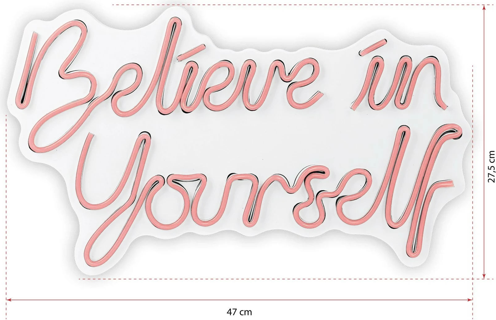 Dekor ndriçues LED plastik, 'Believe in Yourself', ngjyrë rozë