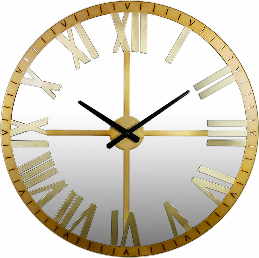 Orë muri IDOLE, metal dhe pasqyrë, ngjyrë ari, 60x60x6cm
