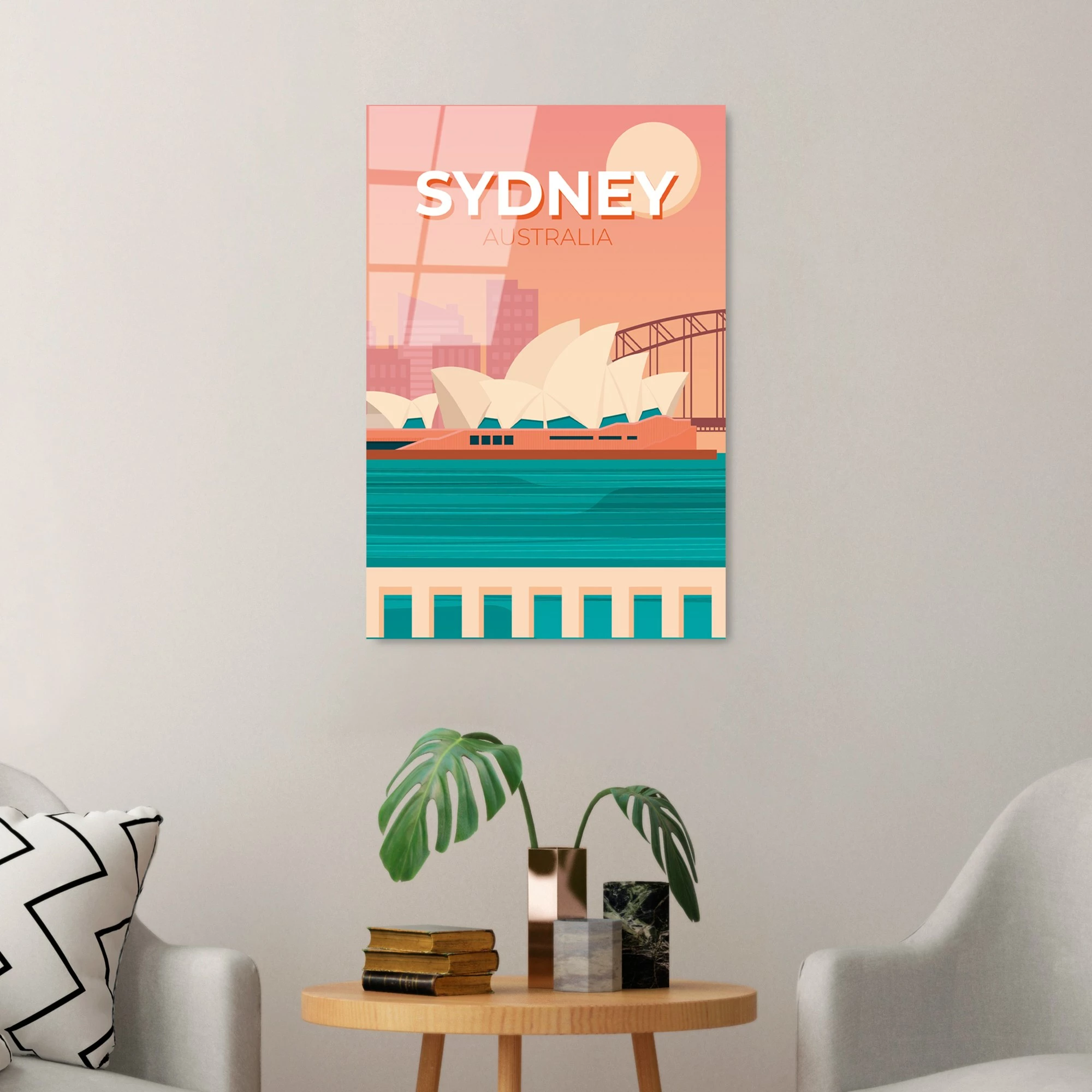 Pikturë dekorative prej xhami të temperuar, shumëngjyrëshe, 30x45cm, Sydney Australia