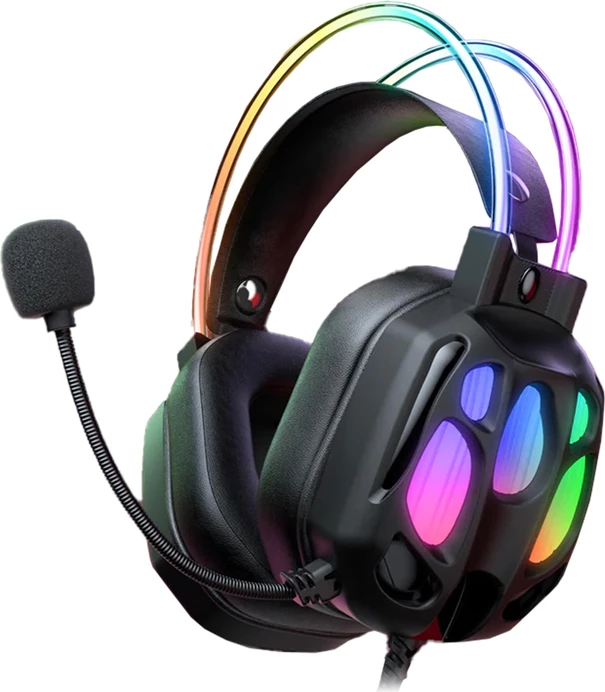 Kufje me mikrofon, ONIKUMA X89, me kabllo, on-ear, me drita RGB, të zeza