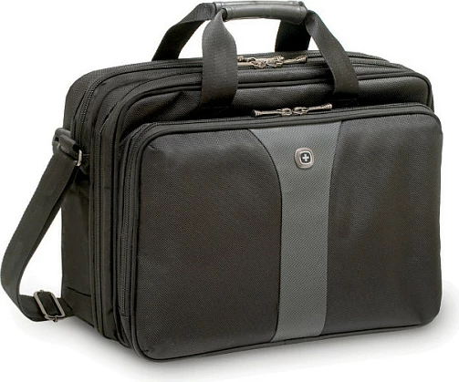 Çantë për laptop Wenger Legacy Double-Gusset BC, 16", 16 L, poliester, e zezë/gri