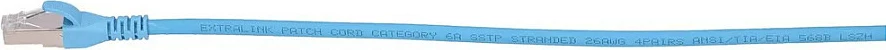 Kabllo rrjeti Extralink Cat6a S/FTP Patchcord 1m, 10Gbps, RJ45, blu
