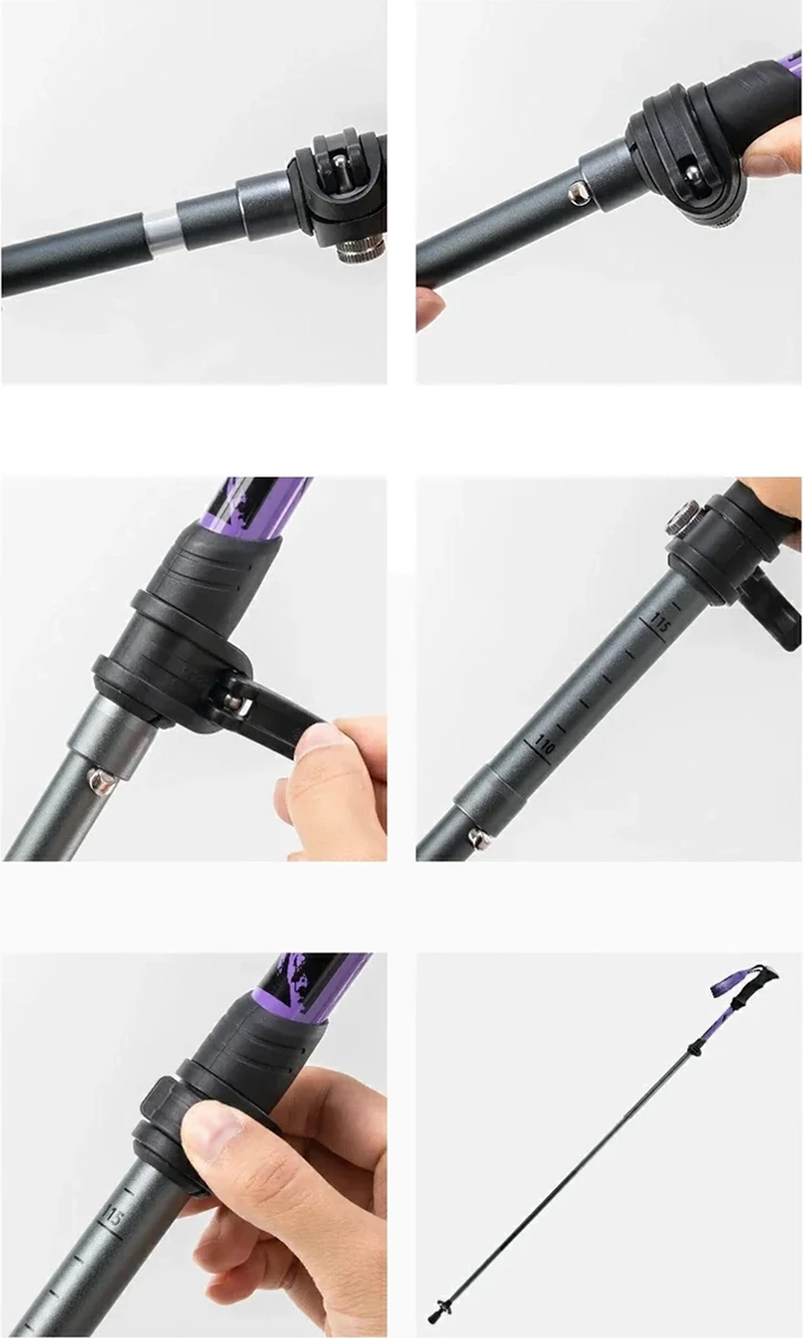 Shkopinj trekking Qunature 60000602, alumini 7075, 110-130 cm, vjollcë, set prej 2 copë