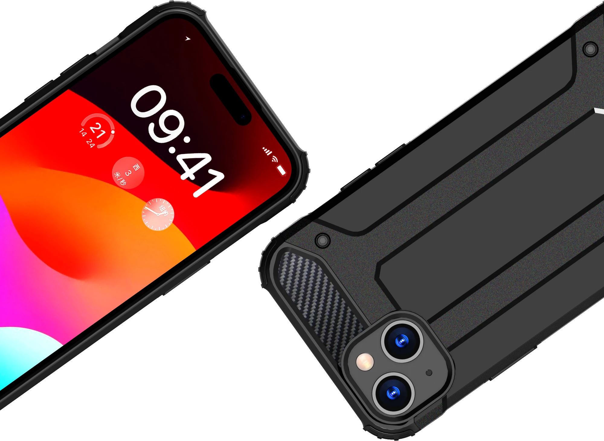 Mbështjellës Hurtel Hybrid Armor për iPhone 15, i zi