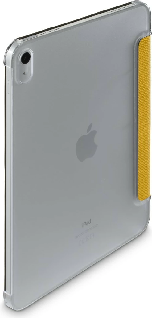 Mbështjellës tablet Hama Terra 217252 për iPad 10.9" 10th Gen 2022, flap me magnet on/off, qëndrim 2 pozicione, material poliester i ricikluar, mbrapa transparente, e verdhë