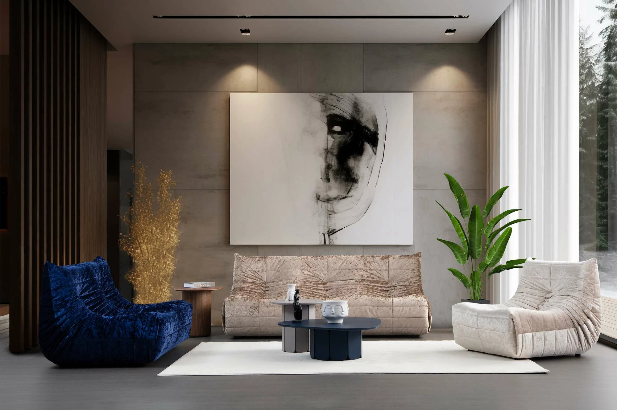 Divan dy-vendësh, ngjyrë e kaltër, Atelier del Sofa, Bocek