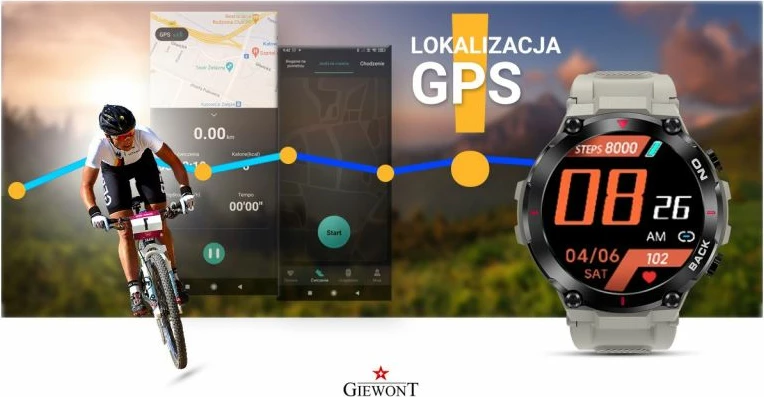 Smartwatch sportiv Giewont, gri