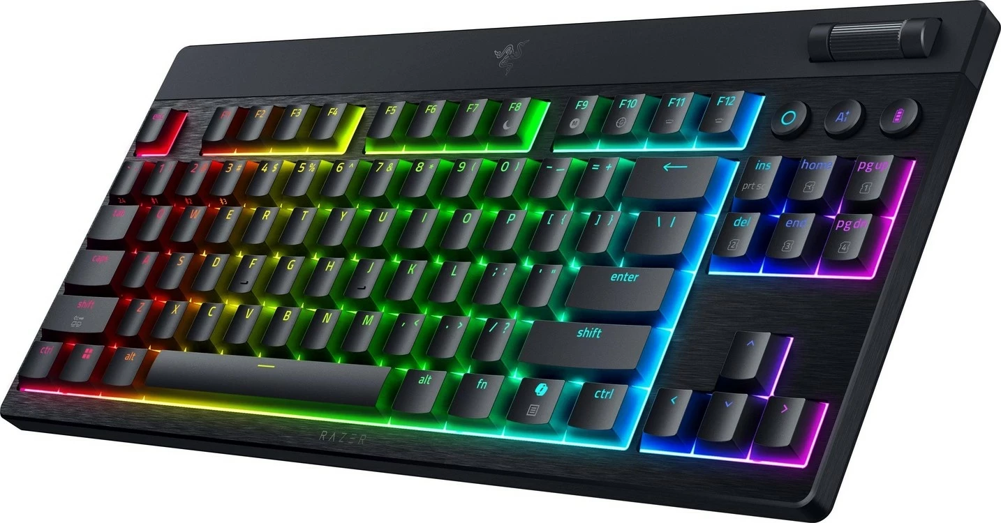 Tastierë gaming Razer BlackWidow V4 HyperSpeed TKL, low-profile, Razer Green Switch, RGB, wireless/USB, e zezë