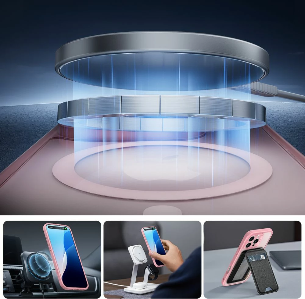 Mbështjellës ESR Classic Pro Set HaloLock MagSafe për iPhone 16 Pro Max, Rozë, me xham mbrojtës