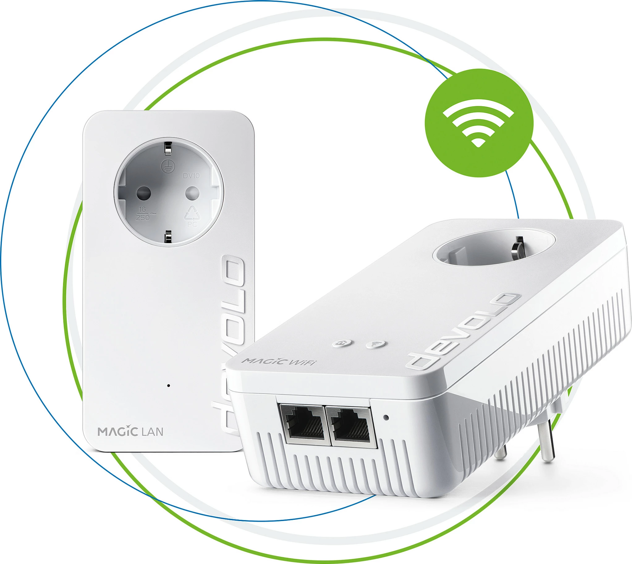 Adapter Powerline WiFi Devolo Magic 2 WiFi next Starter Kit, 2400 Mbit/s, Gigabit Ethernet, 2 copë, i bardhë