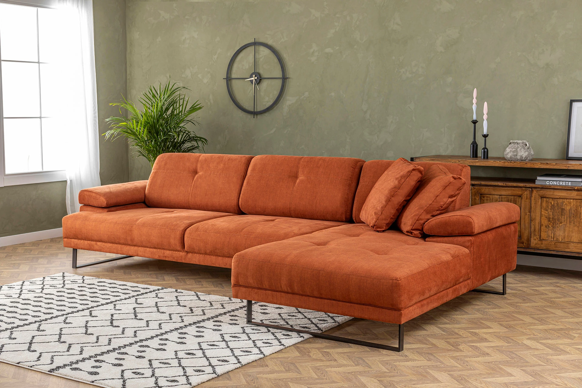 Këndore Atelier del Sofa Mustang Small, e djathtë, portokalli