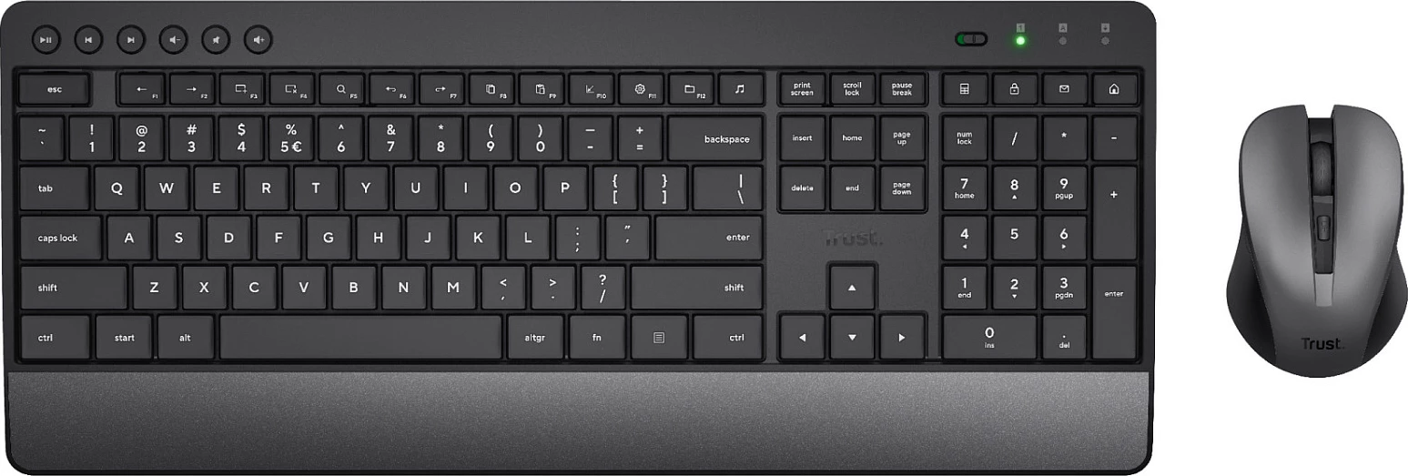 Set Tastaturë & Maus pa kabllo Trust Trezo Comfort, QWERTZ Gjermanisht, me numpad, i zi