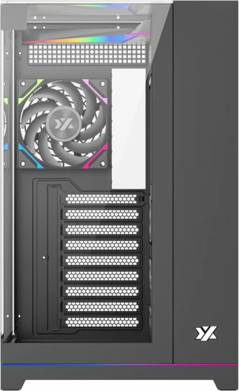 Kasë XYZ PC GEAR Tesseract ARGB X-CS-TESSERACT-B, Midi Tower ATX, 4x ARGB fan, USB-C, xham i temperuar, e zezë