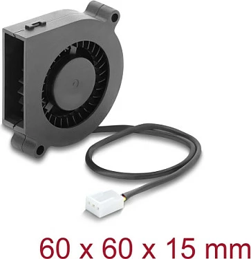 Ventilator ftohës radial DeLOCK 12V DC 60x60x15mm, 3-Pin, zi