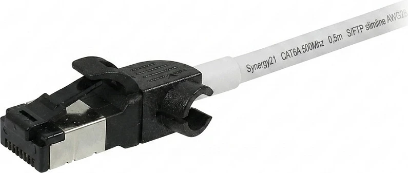 Kabllo rrjeti Synergy21 RJ45 CAT6A 0.5m 500MHz S/FTP slim, e bardhë