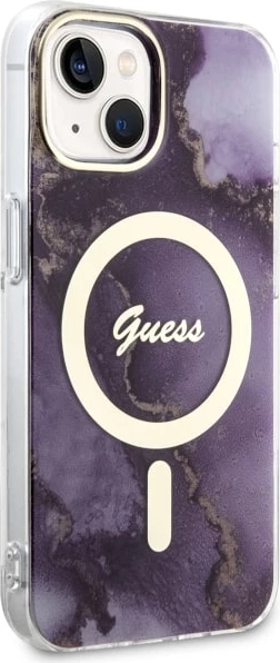 Mbështjellës Guess Golden Marble MagSafe për iPhone 14 6.1", vjollcë