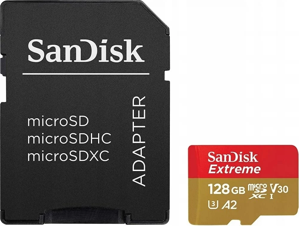 Kartelë SanDisk Extreme 128 GB MicroSDXC UHS-I Class 10, me adapter, Ari