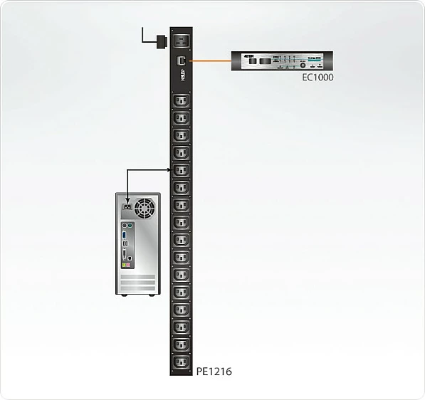 PDU ATEN PE1216, 0U, 16x C13, metered, RJ-45, C20, 3 m, e zezë