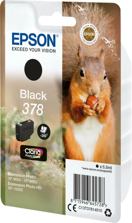 Kartush bojë, Epson, 378 (C13T37814010), Claria Photo HD, 6.5 ml, i zi