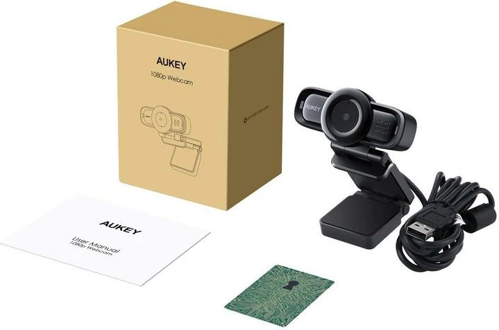 Webcam AUKEY PC-LM3 1080p Full HD me 2 mikrofona, e zezë