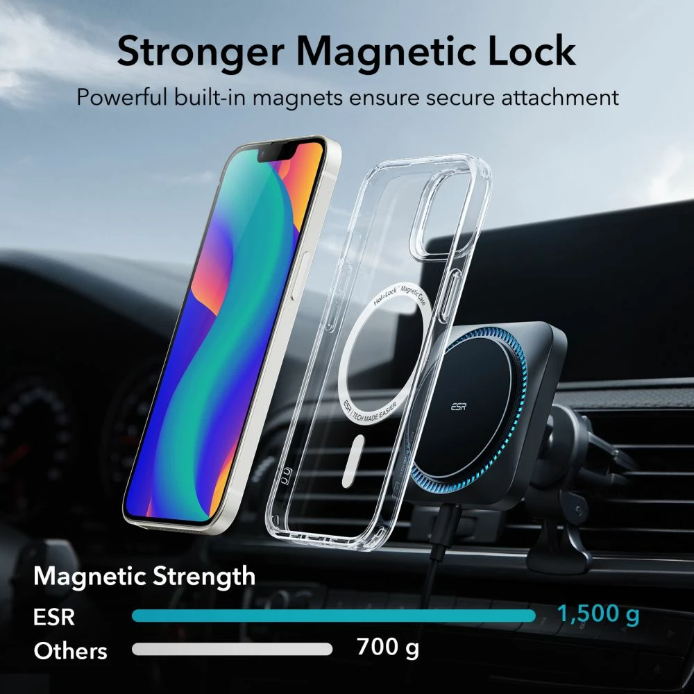 Mbështjellës ESR Classic Hybrid HaloLock për iPhone 13 / iPhone 14, Transparent, me MagSafe